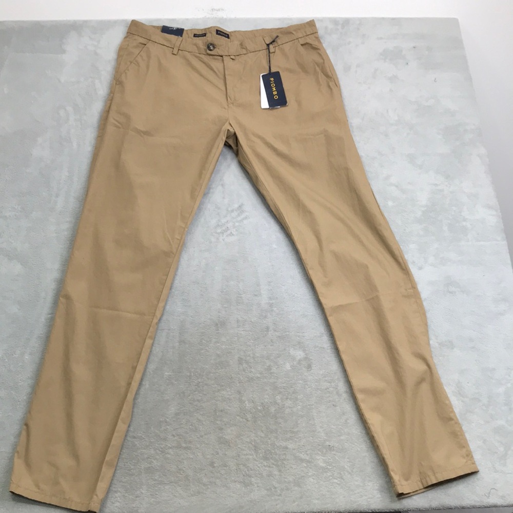 Piombo Men's Cotton Slim Fit Tan Chinos Size 40 New